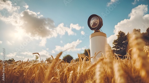 Wheat field sprayer sunset agriculture technology farming photo