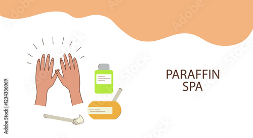 Set vector icons. Infographics process of cold paraffin therapy for hands, The concept emphasizes beauty, skin care, and relaxation.