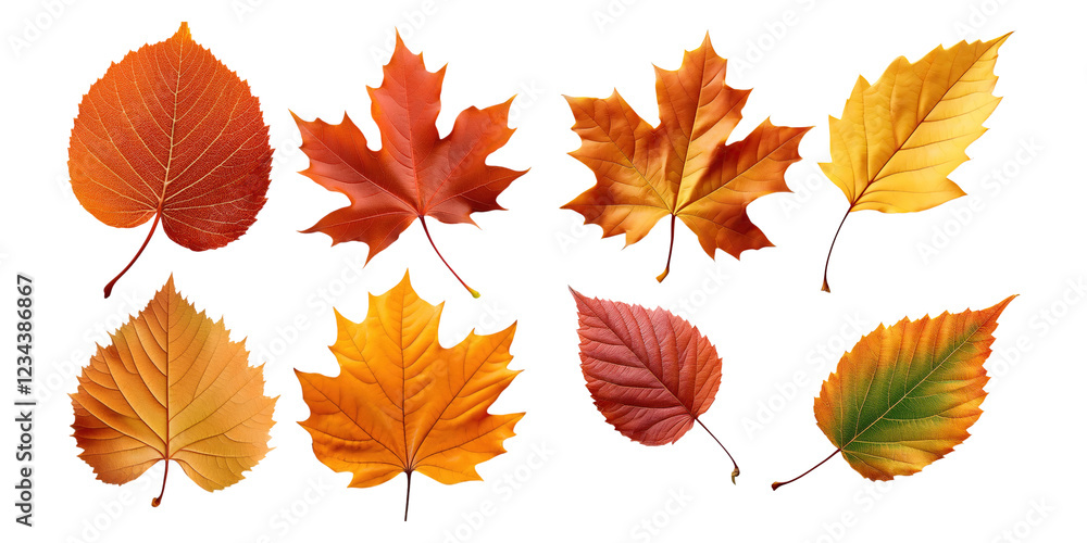 Fototapeta premium Colorful Autumn Leaves on Transparent Background