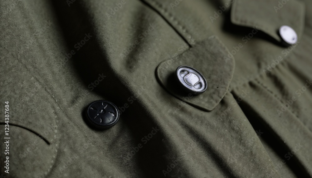 Close-up of buttons on a green blouse with copy space for fashion details Close-up of buttons on a green blouse with copy space for fashion details