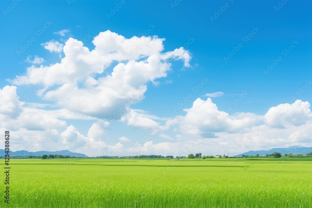 Fototapeta premium Photo of beautiful blue sky field outdoors horizon.