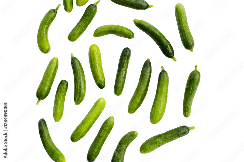 Mini cucumbers on white background. Mini cucumbers on white background.