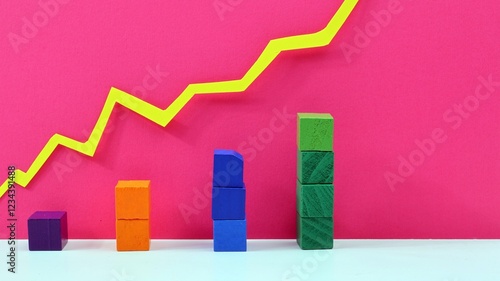 Free Download Bar graph made of colored wooden cubes with purple background copy space. - GFXLoad