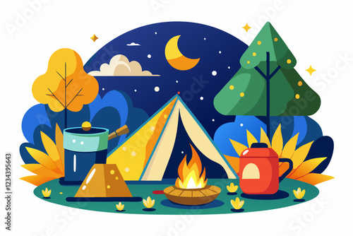 Mountaineering tents. Military and tourist tent for camping or army expedition, temporary shelter on nature landscape fields .yellow tent front view on transparent background
