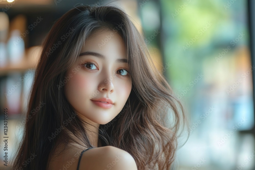 Young Asian woman looking at credit card invoice in her hands and worry about cash on bills payday Young Asian woman looking at credit card invoice in her hands and worry about cash on bills payday