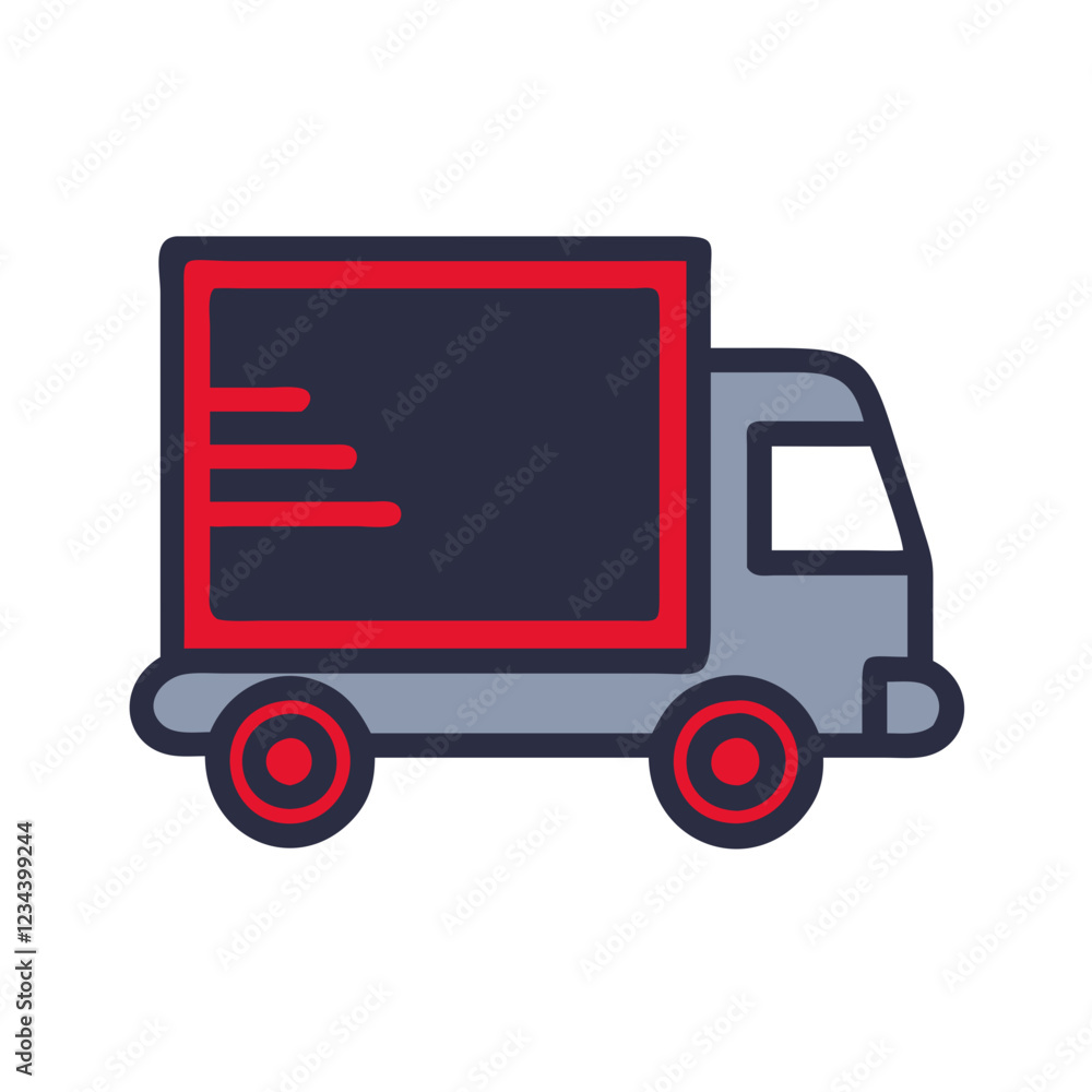 Delivery truck icon with red details and a modern design Delivery truck icon with red details and a modern design
