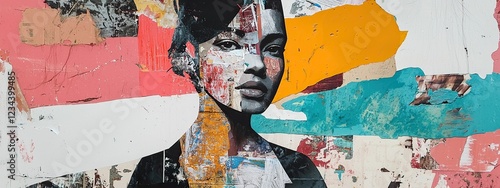 Wallpaper Mural Abstract figure collage with bold shapes and textures showcasing layered artistry Torontodigital.ca