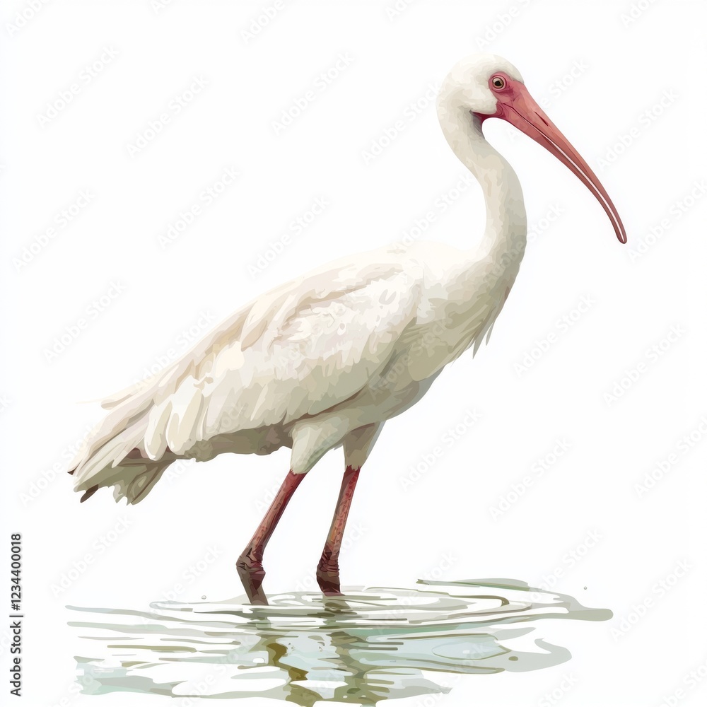 Obraz premium Elegant white bird standing in calm water creating serene natural environment with reflections and soft colors in peaceful setting