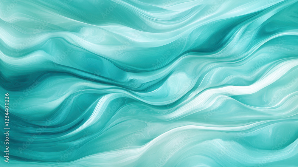 Abstract turquoise and white flowing waves background creating dynamic texture Abstract turquoise and white flowing waves background creating dynamic texture
