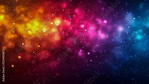 Abstract blurred background of rainbow sparkling light bulbs: holiday display