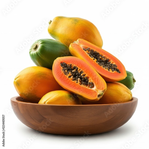 Fresh Ripe Papaya Half Slice Overflowing in a Bowl with Sweet Juicy Texture photo