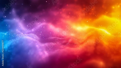 Abstract blurred background of rainbow sparkling light bulbs: holiday display