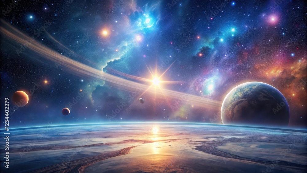 Obraz premium Mysterious Celestial Scene, mystical space, abstract backgrounds