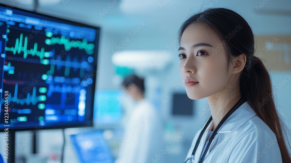 Fototapeta premium Smart hospital utilizing AI for patient monitoring