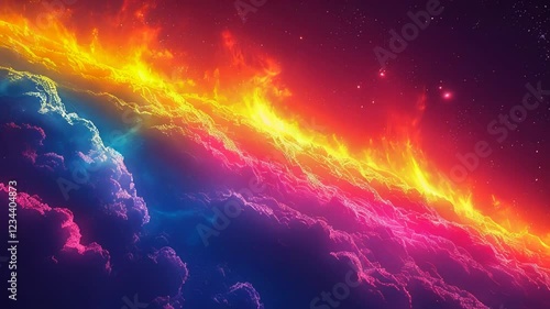 Abstract blurred background of rainbow sparkling light bulbs: holiday display