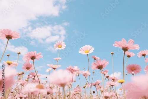 Fototapeta Naklejka Na Ścianę i Meble -  Flower meadow sky backgrounds outdoors.