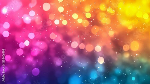 Abstract blurred background of rainbow sparkling light bulbs: holiday display