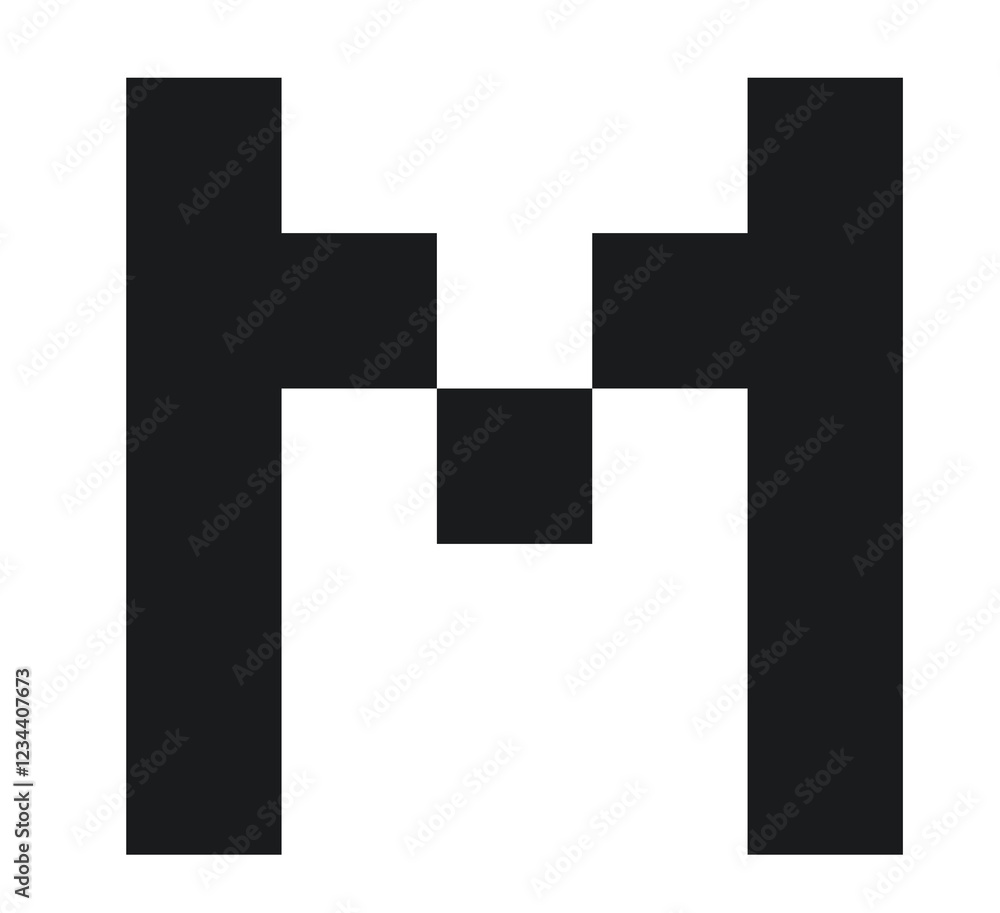 black font letter M with pixel 8bit style black font letter M with pixel 8bit style
