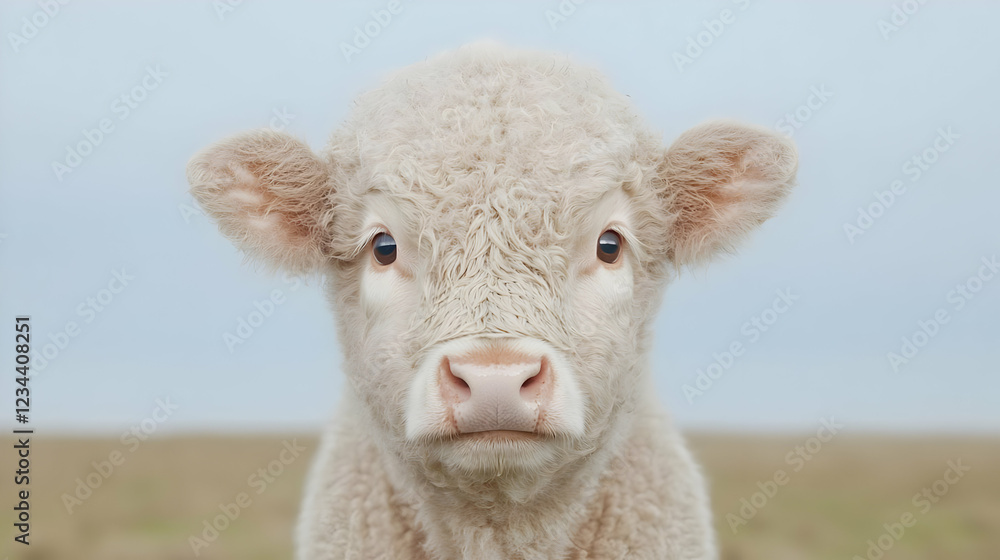 White calf portrait, field background, farm animal, livestock image White calf portrait, field background, farm animal, livestock image