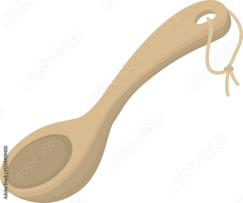 Wooden ladle for sauna or bath. Illustration isolated on white background. 