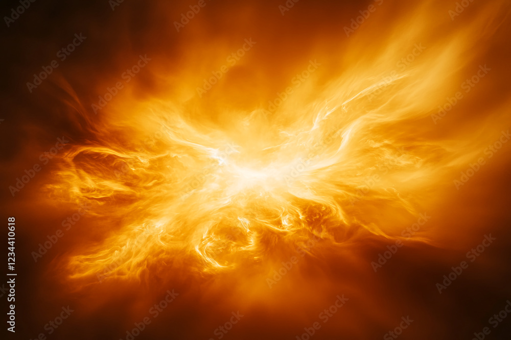 Abstract fiery explosion in golden-orange hues, symbolizing intense energy, passion, and transformation, with dynamic swirling patterns resembling a burst of light. Abstract fiery explosion in golden-orange hues, symbolizing intense energy, passion, and transformation, with dynamic swirling patterns resembling a burst of light.