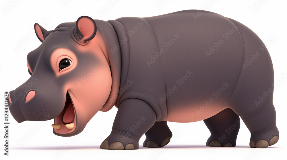Obraz premium Cute hippo isolated on white background
