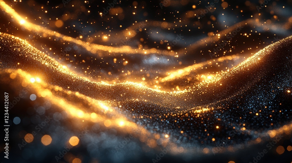 Obraz premium Abstract waves of glowing particles create a mesmerizing visual effect.