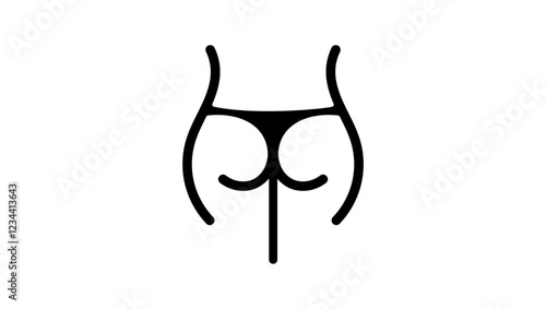 Female buttocks , black isolates silhouette