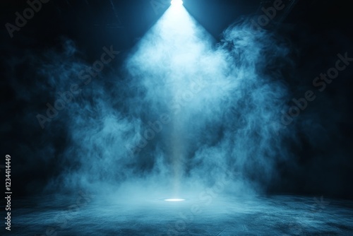 Wallpaper Mural Mysterious blue light beams through swirling fog in a darkened space during a theatrical performance Torontodigital.ca