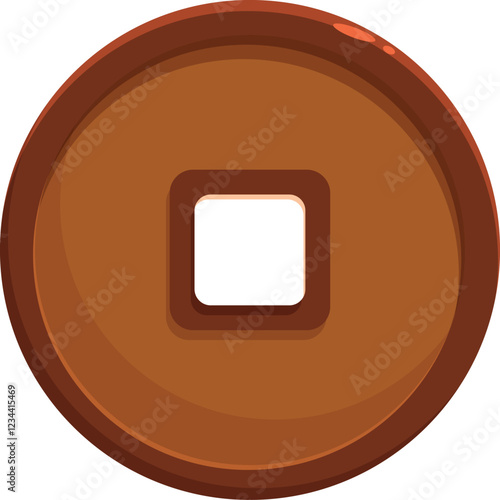 Brown feng shui coin representing prosperity and wealth, embodying ancient chinese traditions
