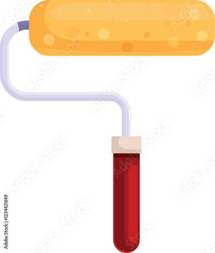 New paint roller with red handle for painting walls and ceilings, home improvement and renovation concept