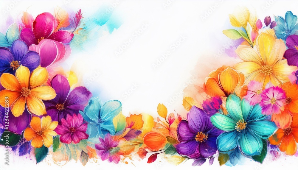 beautiful spring flowers frame border on white background graphic resource with copy space for text beautiful spring flowers frame border on white background graphic resource with copy space for text