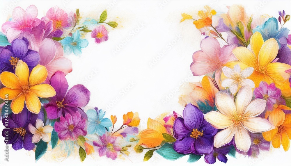 beautiful spring flowers frame border on white background graphic resource with copy space for text beautiful spring flowers frame border on white background graphic resource with copy space for text