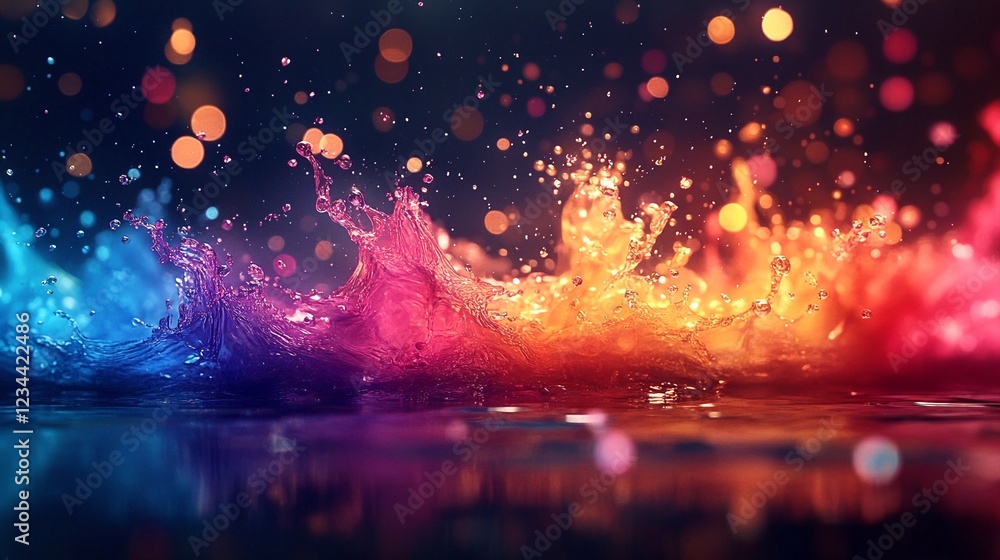 Fototapeta premium water splashes with vibrant colors.