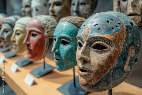 Collection of diverse cultural masks on display. photo