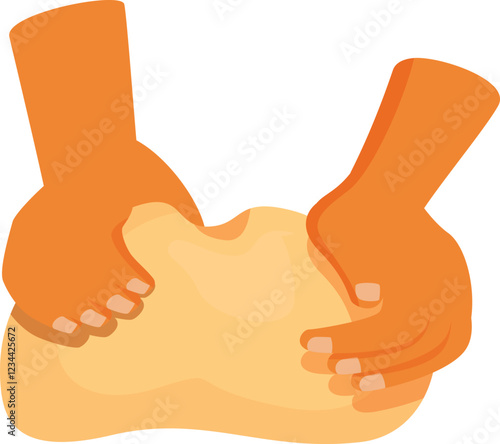 Hands kneading dough, preparing for baking bread, pastry, or pizza