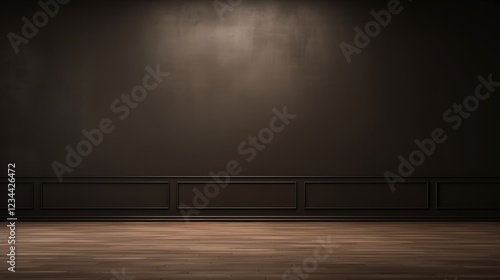 Fototapeta Naklejka Na Ścianę i Meble -  3D Render of an Empty Dark Brown Wall Background with Subtle Texture and Shadow for Creative Design and Modern Art Projects