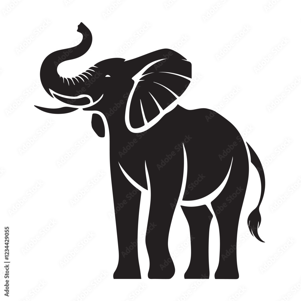 Obraz premium Black and White Elephant Silhouette Design