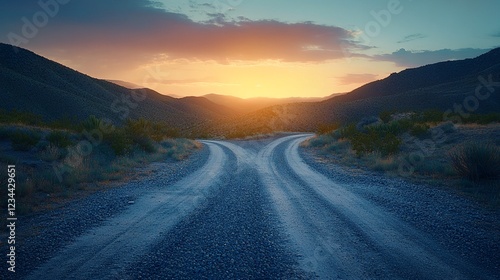 Wallpaper Mural A dirt road through desert hills with sunset. Torontodigital.ca