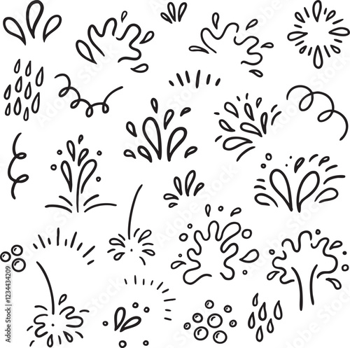 doodle water splashes and droplets