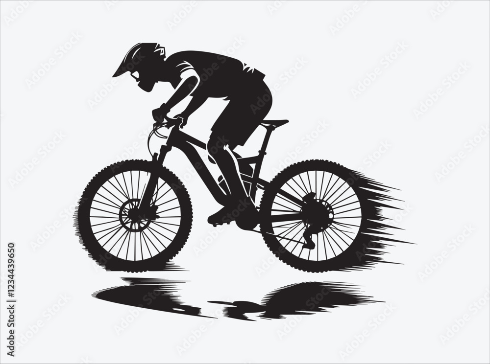 Obraz premium Cyclist Riding Through Wheat Field | Road Bike Silhouette | Nature & Sport 