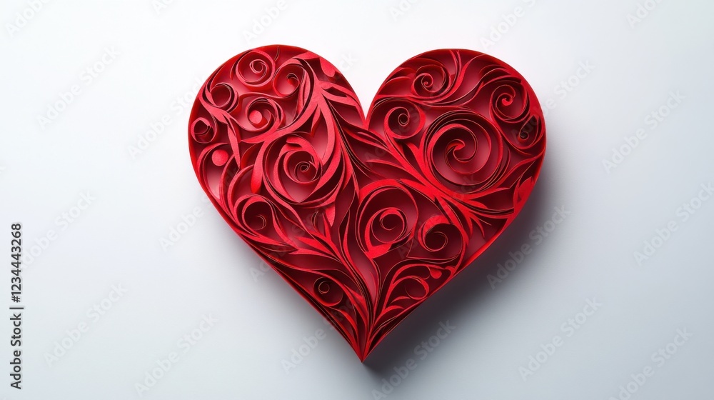 Intricate Paper Cut Heart Design with Swirls and Floral Patterns Intricate Paper Cut Heart Design with Swirls and Floral Patterns