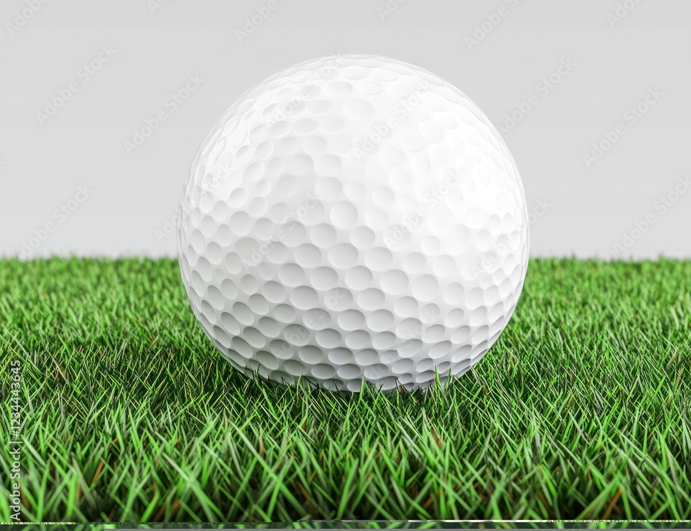 Obraz premium Golf ball on green grass, studio shot, sport, leisure