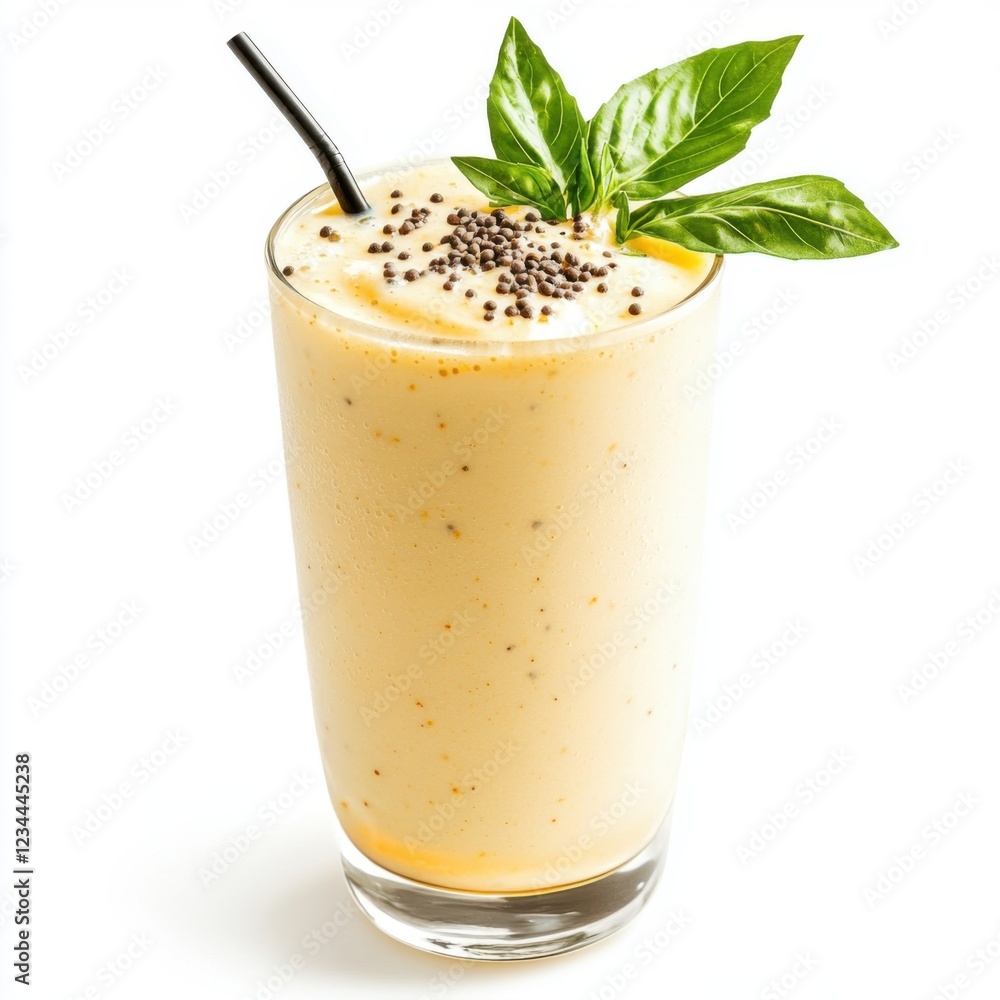 Light salted lassi with a tangy twist garnished Light salted lassi with a tangy twist garnished