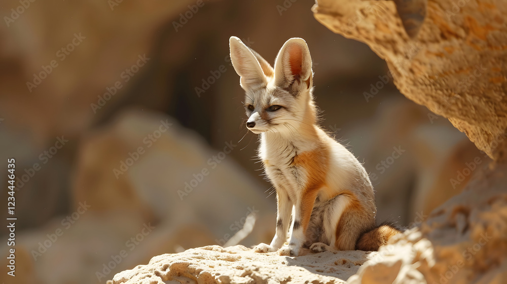 Fototapeta premium A Cunning Fox Watching the Scenic View of Nature While Sitting on a Mountain