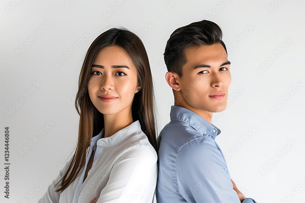 Young Adults Smiling Together in Studio Against Neutral Background Young Adults Smiling Together in Studio Against Neutral Background