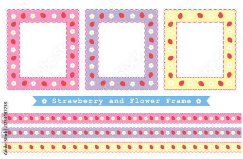 Strawberry and Flower Frame（パステル1）