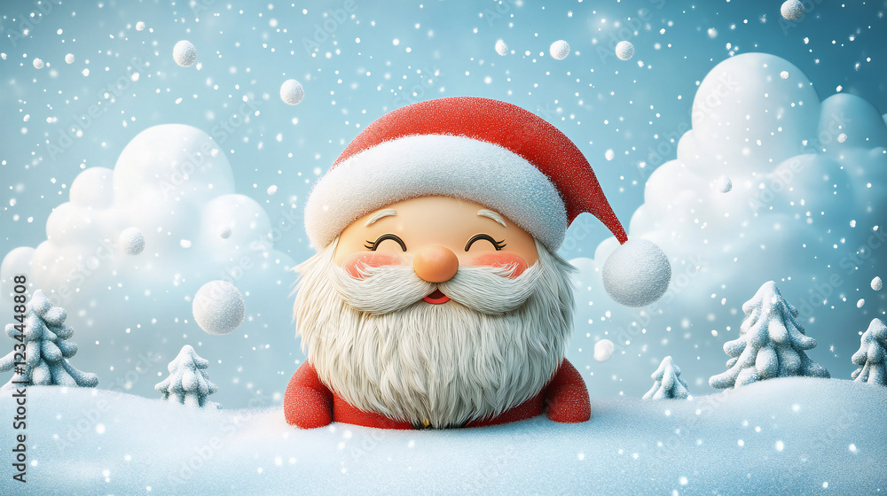 A whimsical illustration for a dental clinic features a cheerful cartoon Santa wearing a red hat A whimsical illustration for a dental clinic features a cheerful cartoon Santa wearing a red hat