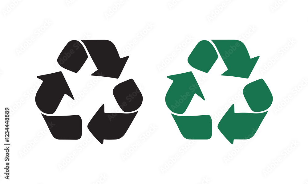 Recycle symbol silhouette black and green vector icon Recycle symbol silhouette black and green vector icon