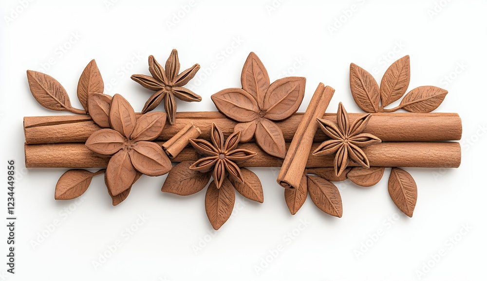 Cinnamon Sticks and Star Anise on White Background Cinnamon Sticks and Star Anise on White Background